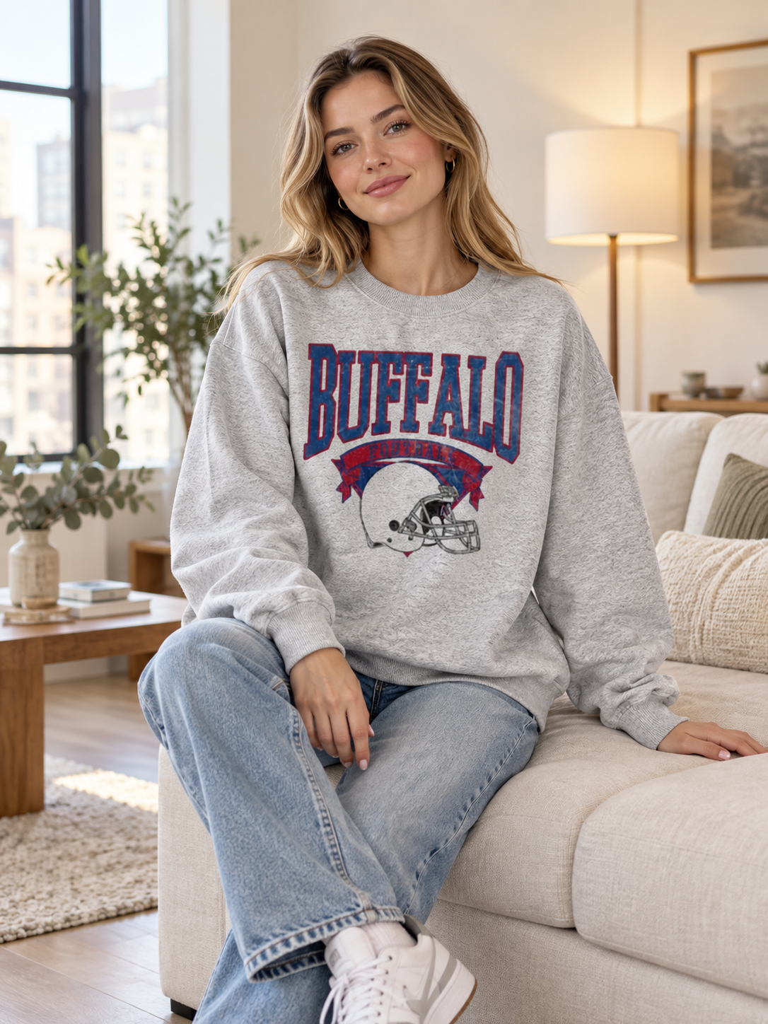 Vintage Football Fleece Sweatshirt Hometown Team Sublimation Print Long Sleeve