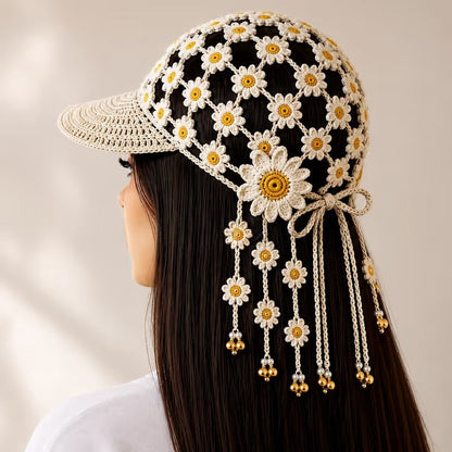 ☀ 🌻 Knitted Sunflower Hollow-Out Baseball Cap