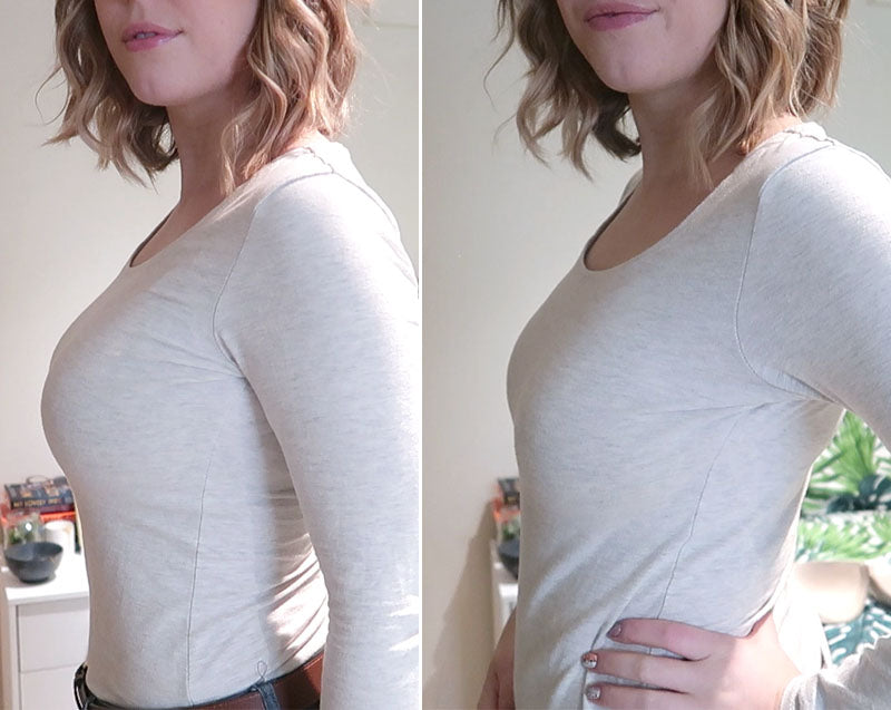 Before and After wearing Curverapro bra
