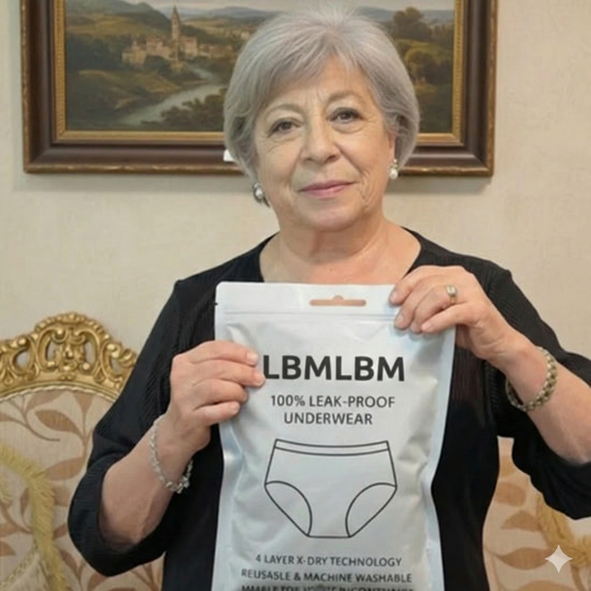 Sarah holding Curverapro leak-proof underwear packaging